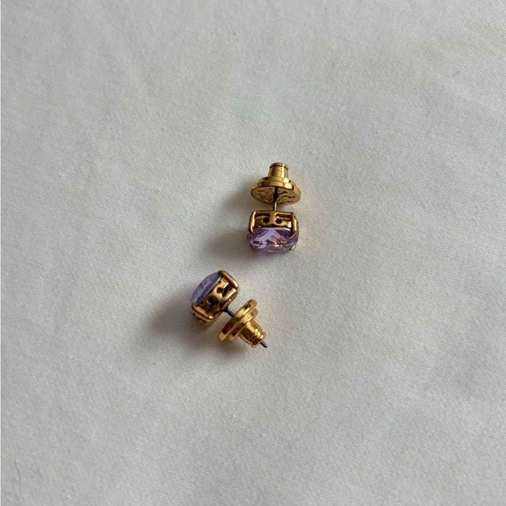 NWOT TORY BURCH gold & lavender studs earrings - Picture 4 of 4